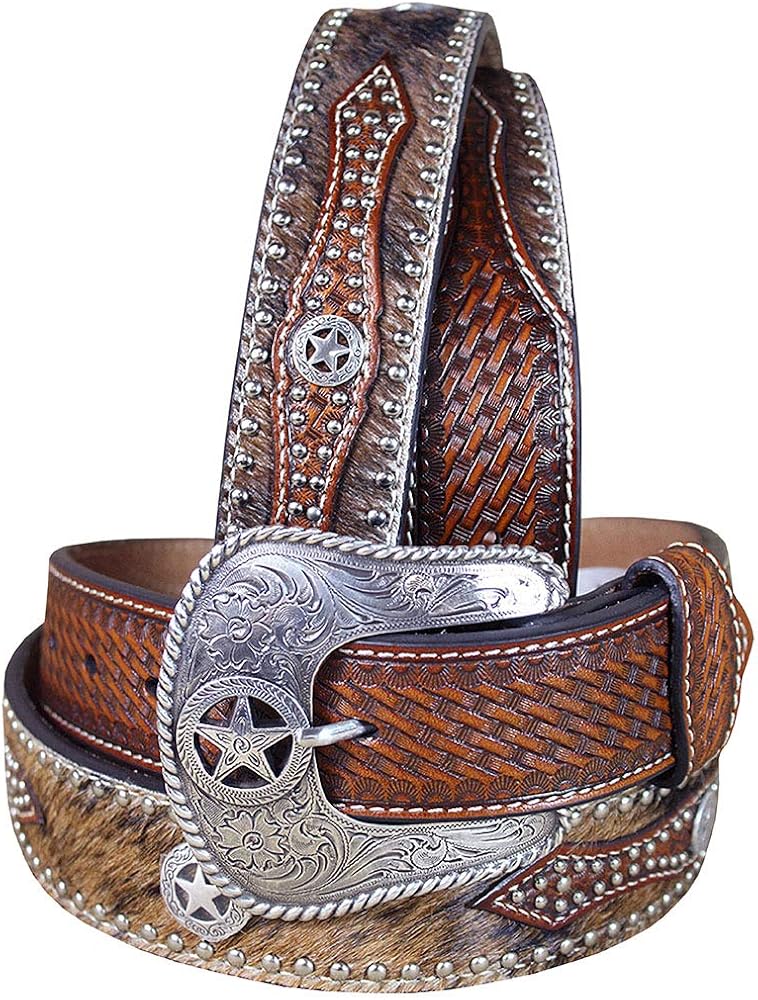 Mens hair on hide western belts Clearance