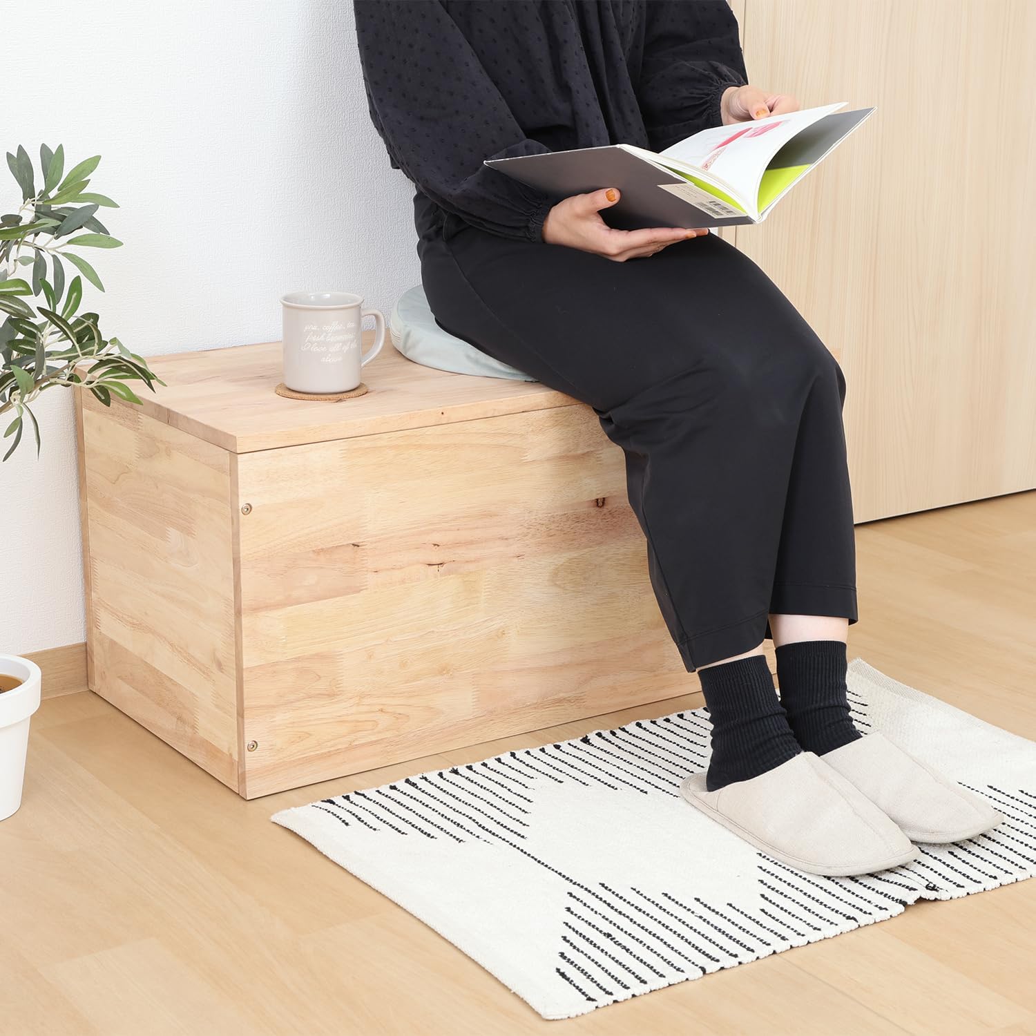 不二貿易(Fujiboeki) Fuji Boeki 37815 Free Combination Tatami Series Wooden Storage Bench, Width 31.5 x Depth 15.7 x Height 15.4 inches (80 x 40 x 39 cm), Natural