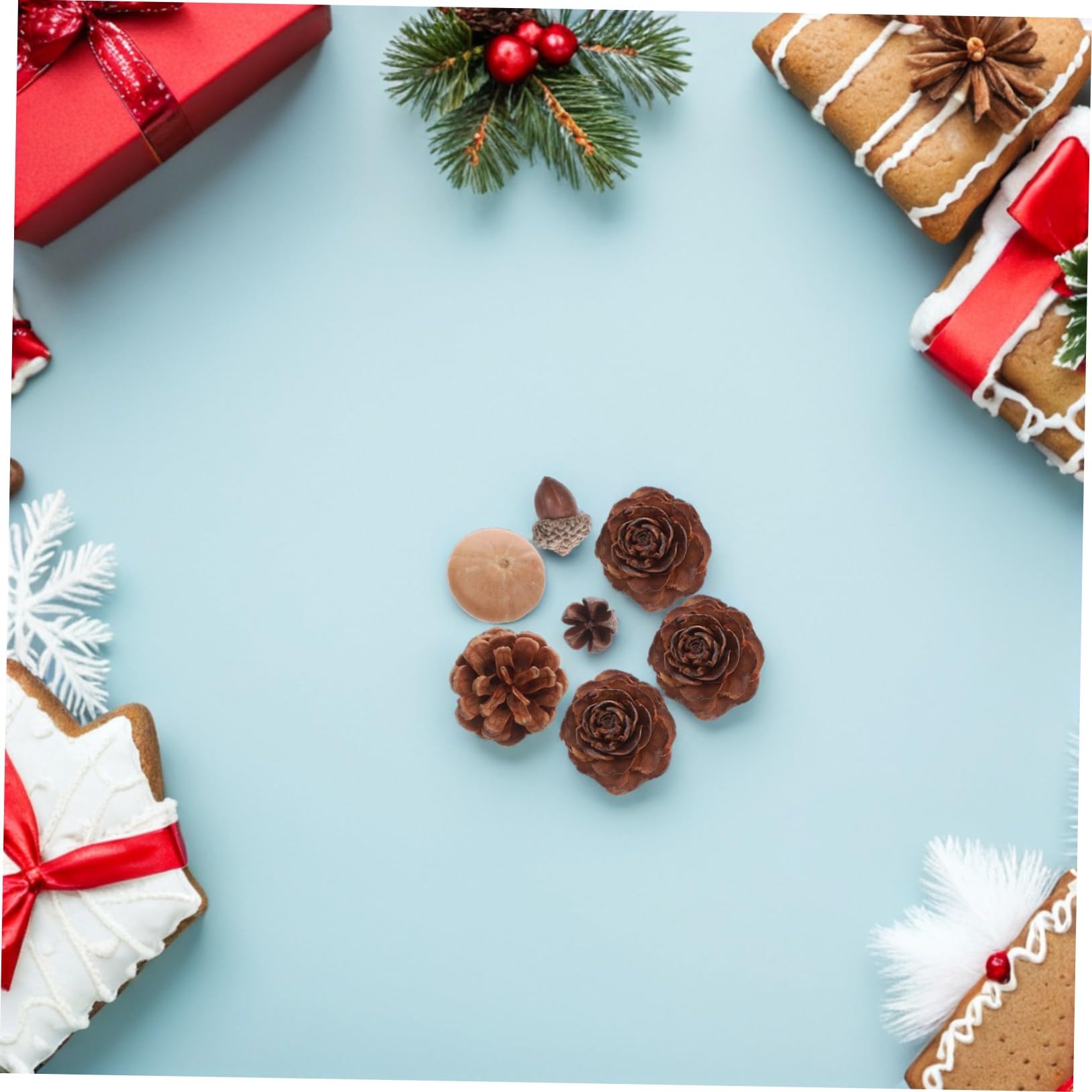 Gatuida Piñas Decorativas Naturales Tallo Mini Piñas para Manualidades para Decoración de Otoño Adornos Navideños para Rellenar Jarrones Centro de Mesa para Eventos de Temporada