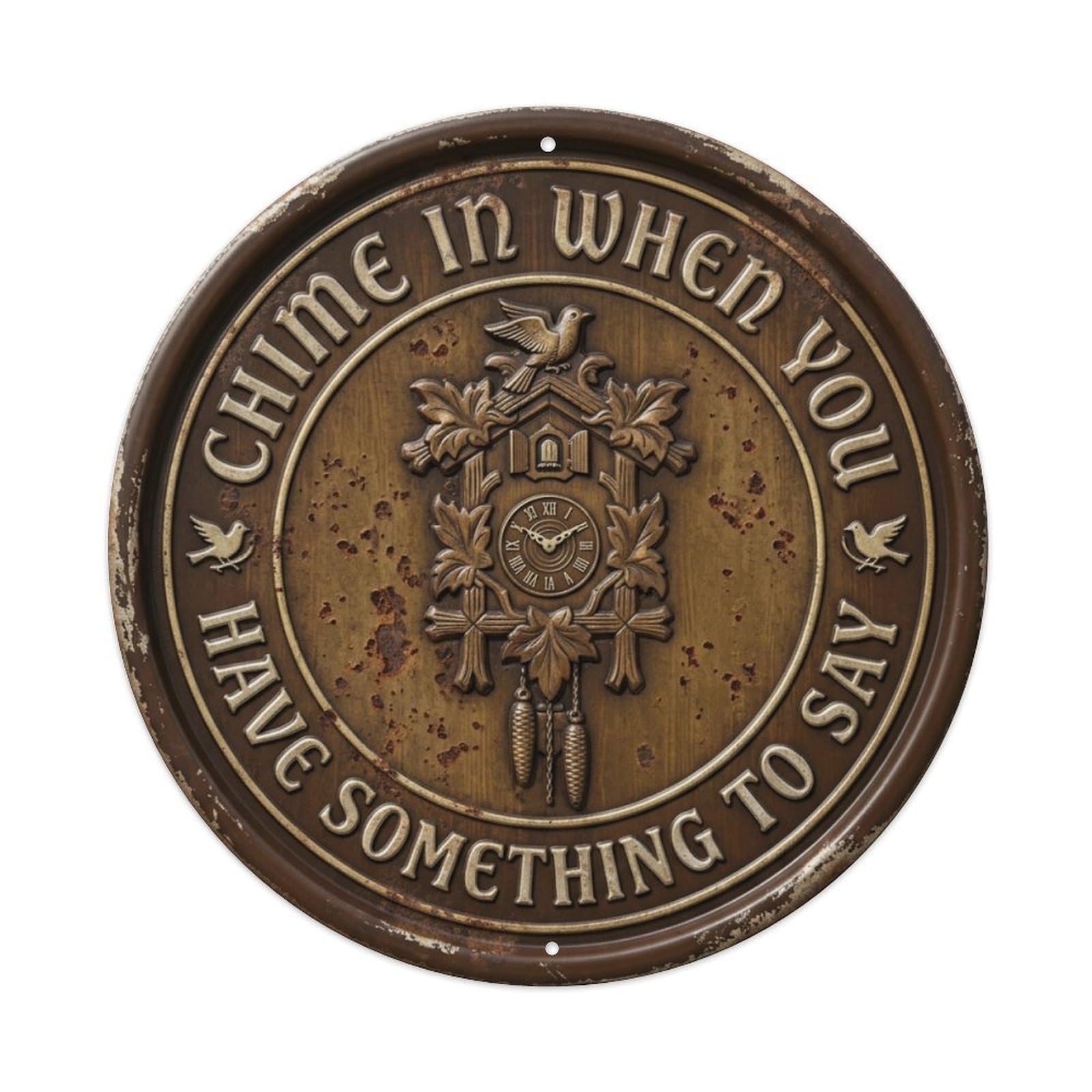 Cuckoo Clock Chime Livingroom Vintage Metal Tin Sign Plaque Wall Decor for Cafe, Club Bar, Office, Garden Metal Poster 8x8Inch