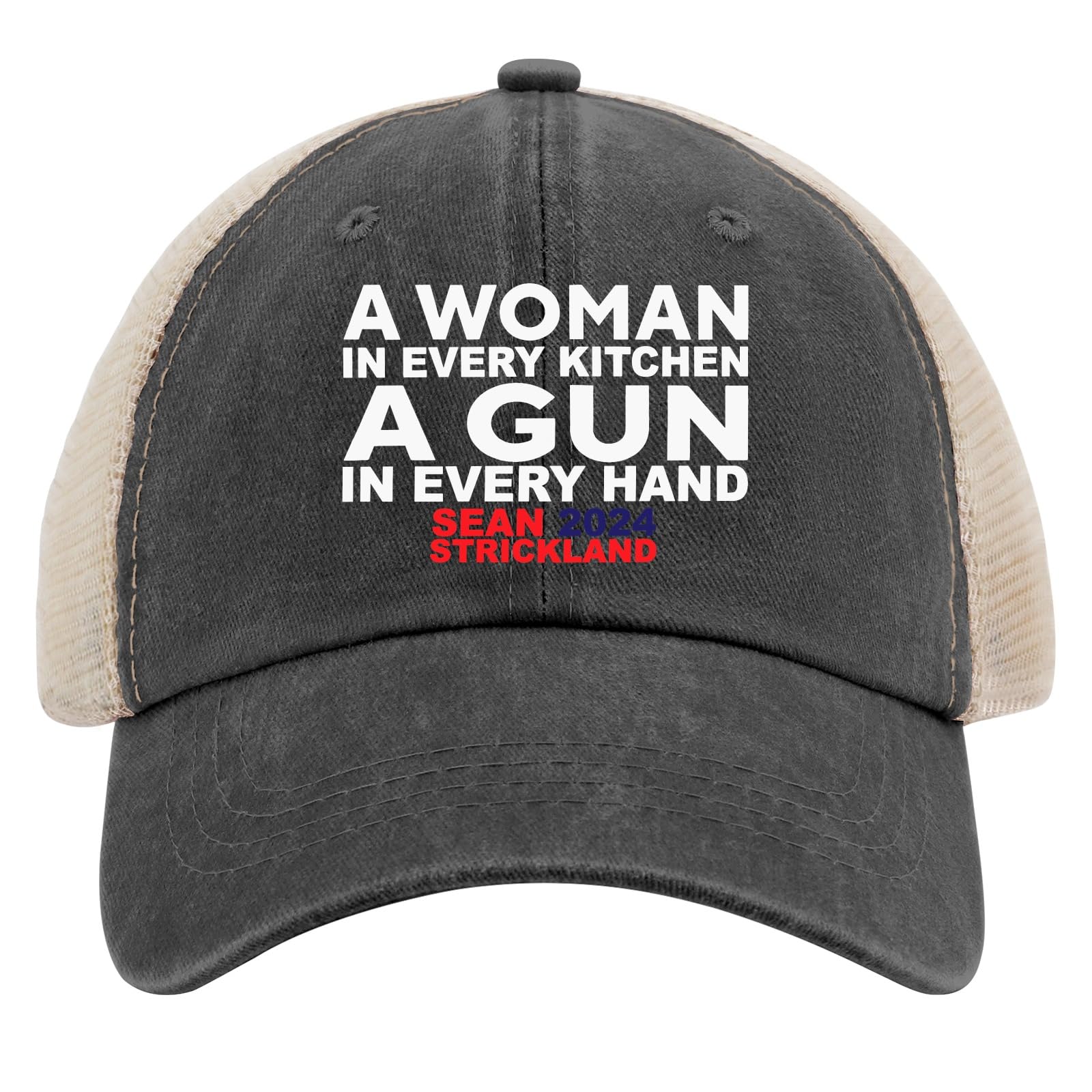 Generic A Woman in Every Kitchen A Gun in Every Hand Sean 2024 Strickland Hat Mexico Hat AllBlack Men Hats Gifts for Women Golf Hat