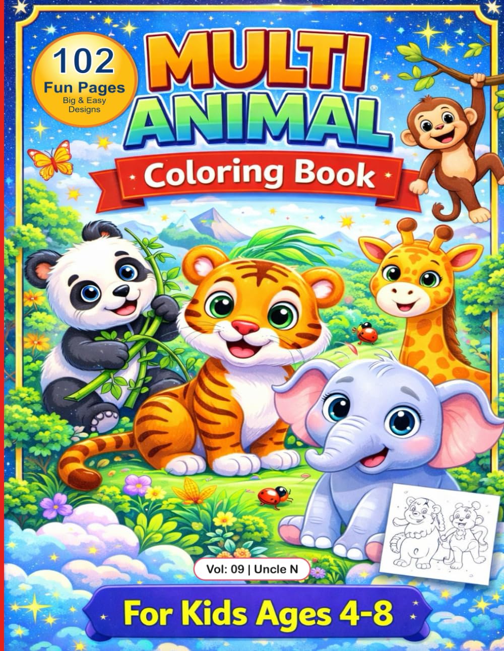 Animal Coloring Book:: All types of Animals Drawing Coloring Book for Kids or Adults all Multi task, Relax, Create & Enjoy Every Page -102