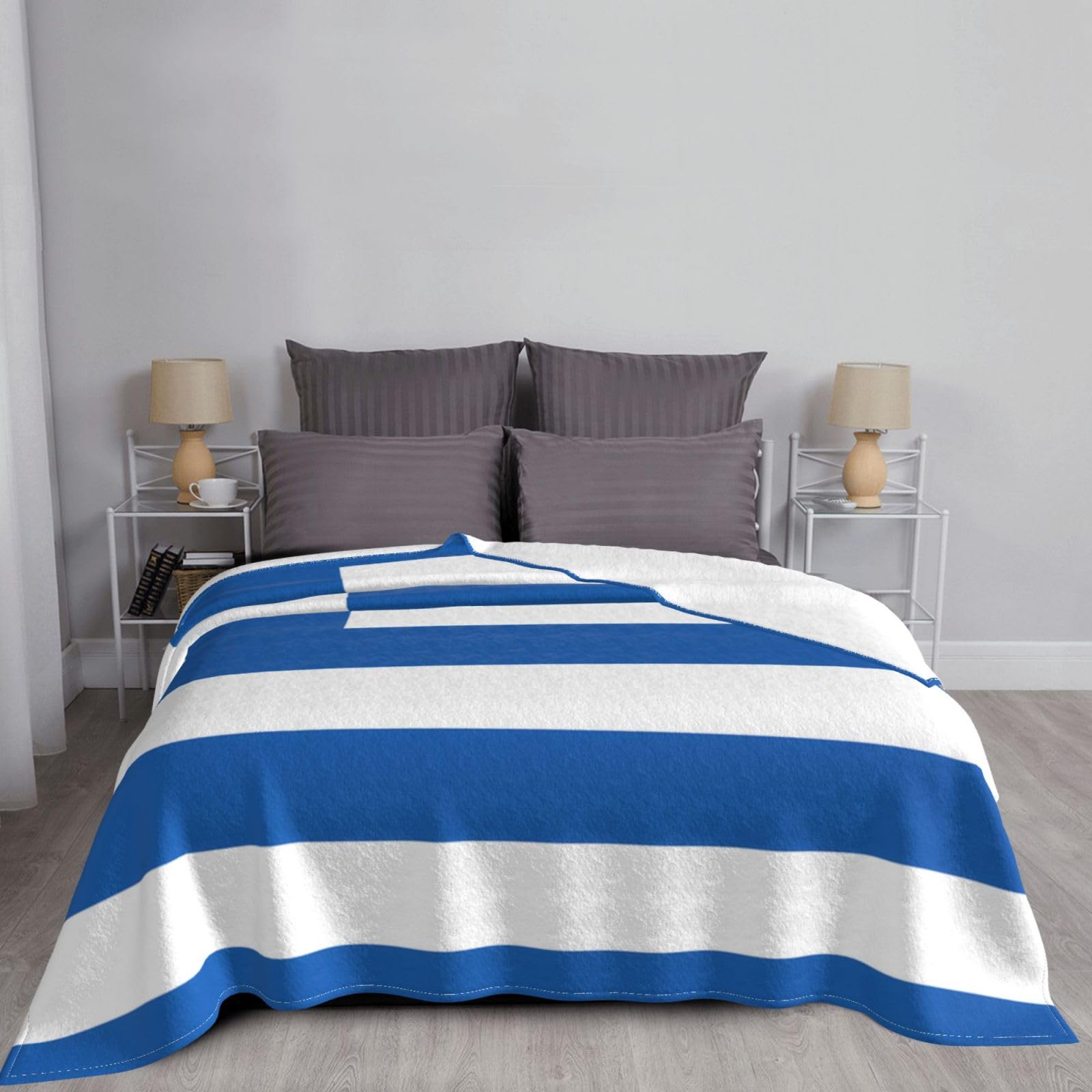 Manta de viaje portátil de 80 x 60 pulgadas, suave, resistente a las arrugas, plegable, exquisito estampado de bandera griega