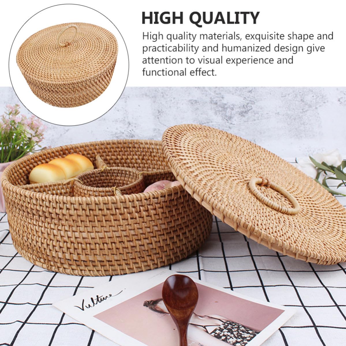 EXCEART Cestino Portaoggetti in Legno Marrone Vintage con Coperchio, Lavorazione Fine e Ecocompatibile, per Conservare Snack e Dolci in Casa
