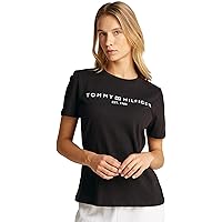 Tommy Hilfiger T-Shirt Maniche Corte Donna Scollo Rotondo, Nero (Black)