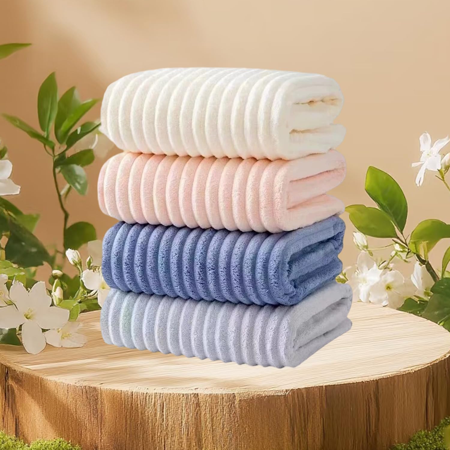 2Pcs Washcloth Towels Face Towels with Hanging Loop for Bathroom Absorbent Coral Fleece Soft Thick Face Cloth Hand — view 8