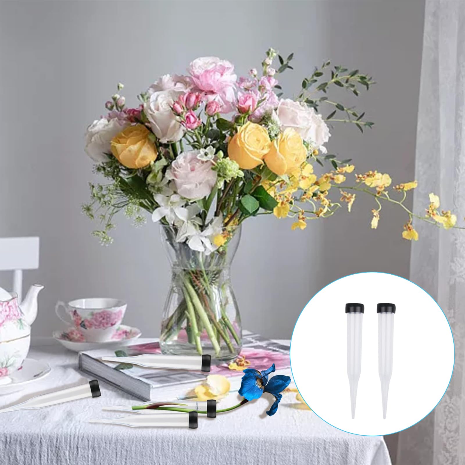 50 pezzi provette per fiori in plastica riutilizzabili provette in plastica trasparente provetta per fiori con tappo per piante, composizioni floreali