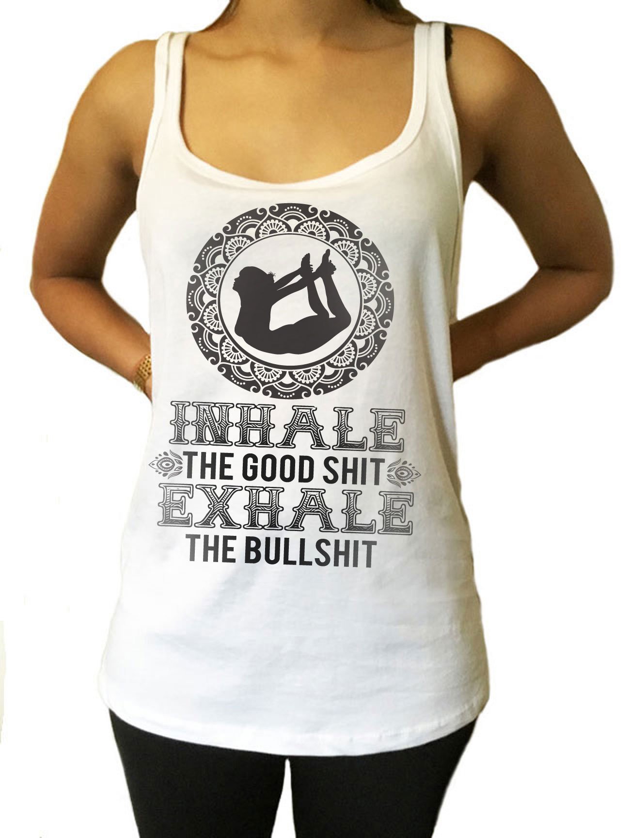 Jersey Top Inhale The Good sh*t, Exhale The Bullsh*t Yoga Meditation Zen JTK1095