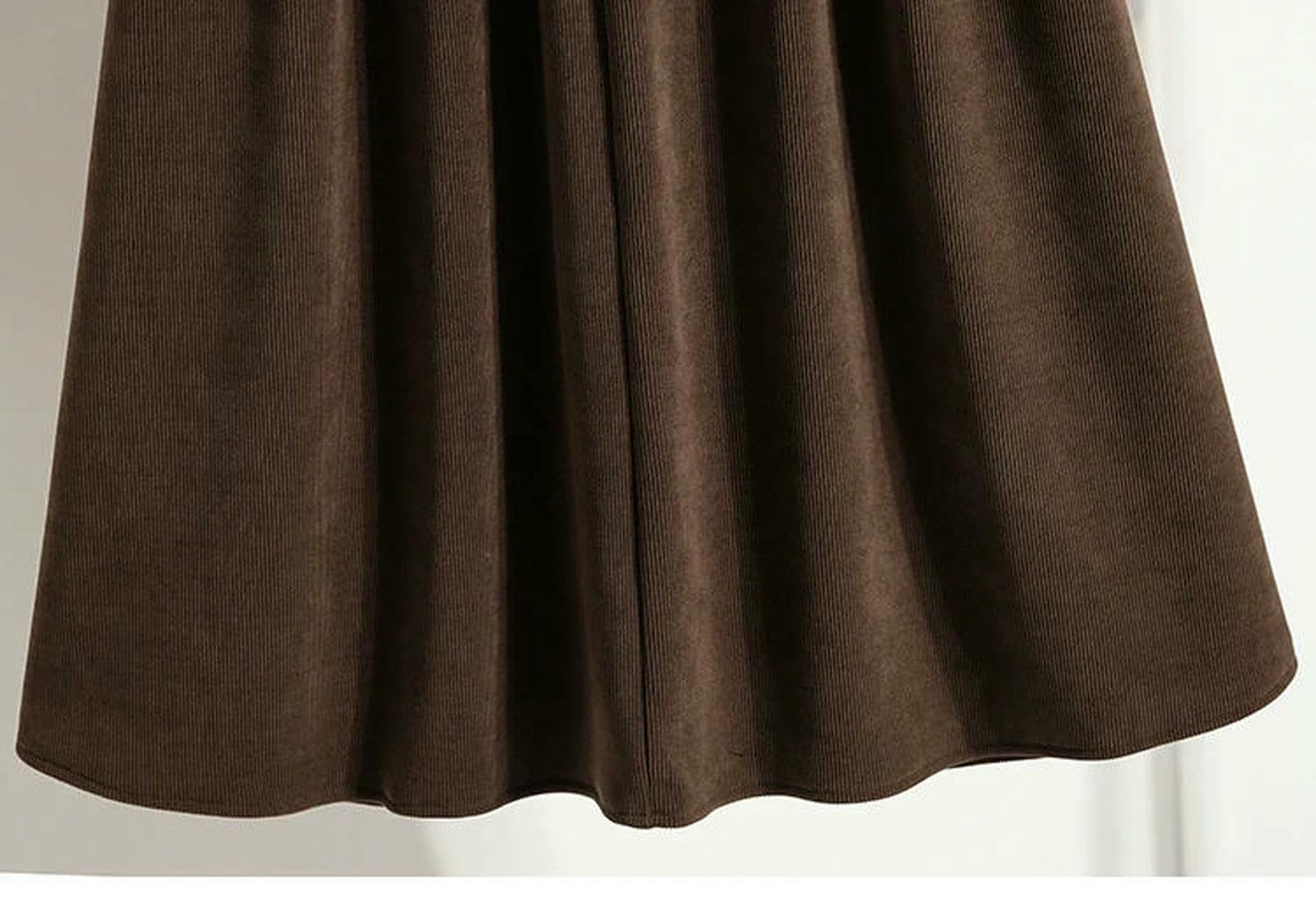 Gonna Lunga Gonne A Trapezio in Maglia Arricciata Vita Alta Casual Chic Abbigliamento Moda Taglie Forti-nero-1xl