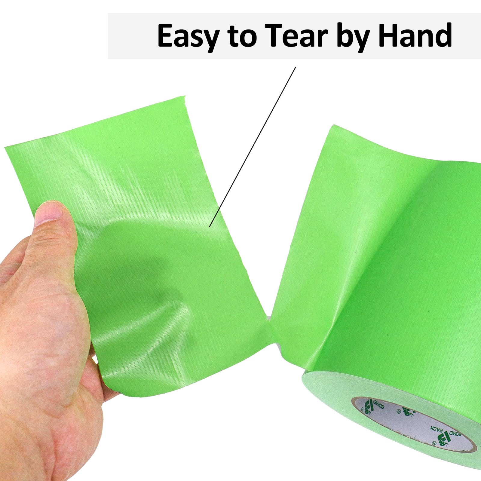 BOMEI PACK Cinta adhesiva de tela verde claro, 150 mm x 50 m, reforzada, resistente al agua, cinta adhesiva resistente para fijar reparaciones, manualidades, etiquetado, cajas de sellado para trabajos