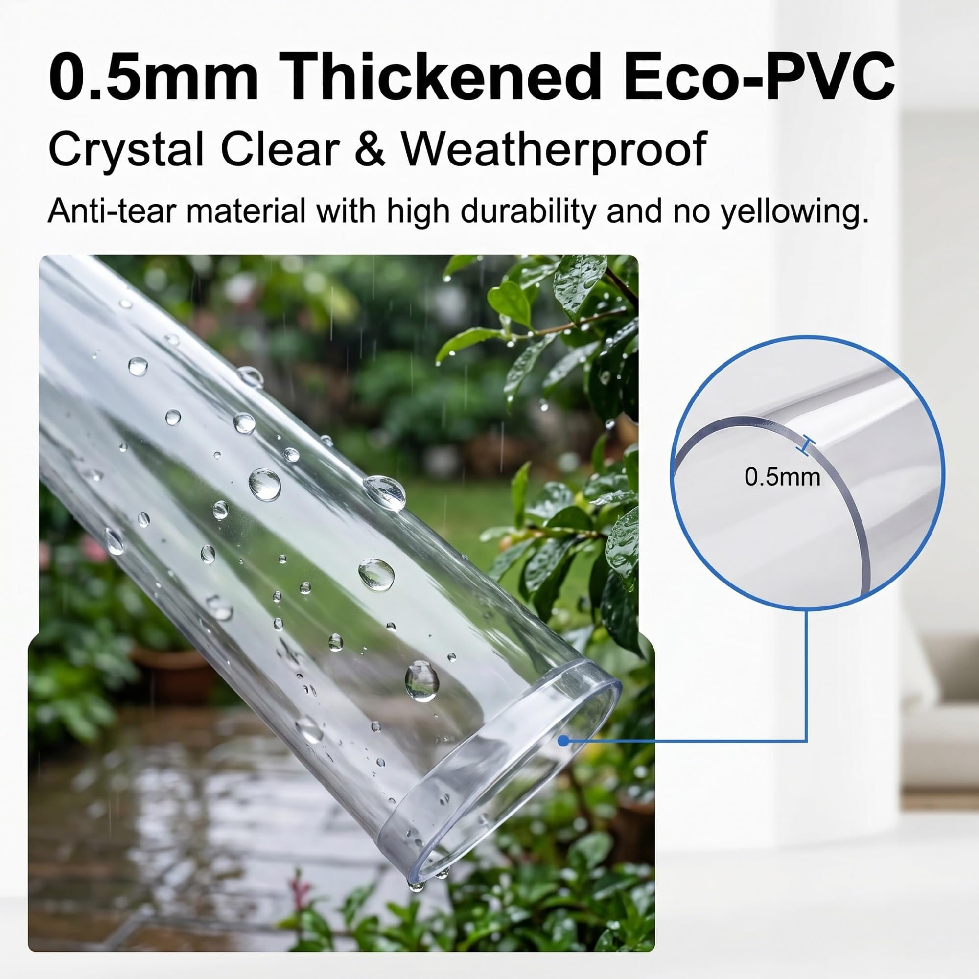 Tenda a Rullo Trasparente Impermeabile,Tapparella Avvolgibile Plastica in PVC con Catenella Laterale,Isolamento,Polvere,Facile da installare,per Esterni,Balconi,Bagno