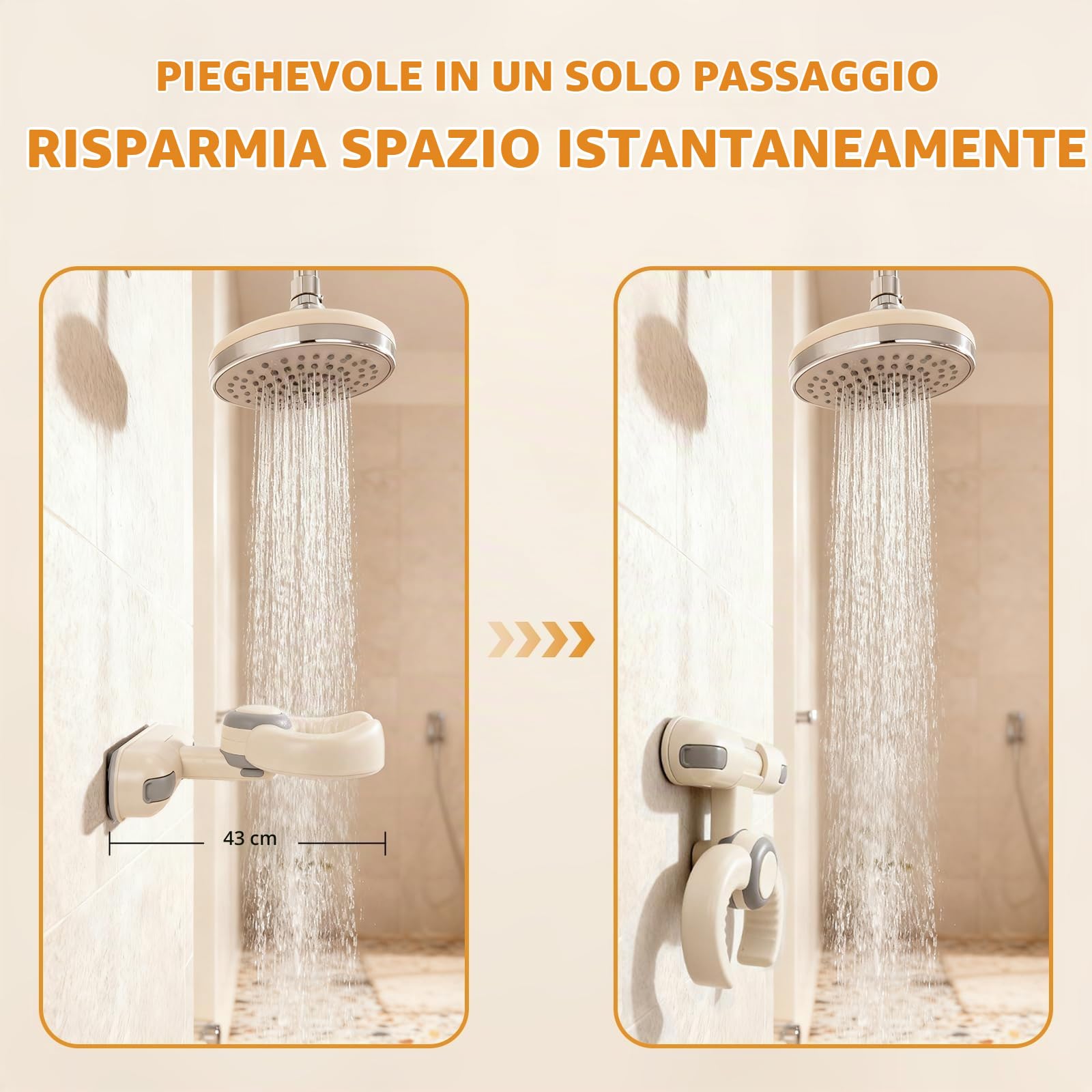 Supporto Doccia Neonati | Altezza Reg. 26-35cm | Antiscivolo Maniglia Sicurezza | Pieghevole Senza BPA | 6-36 Mesi