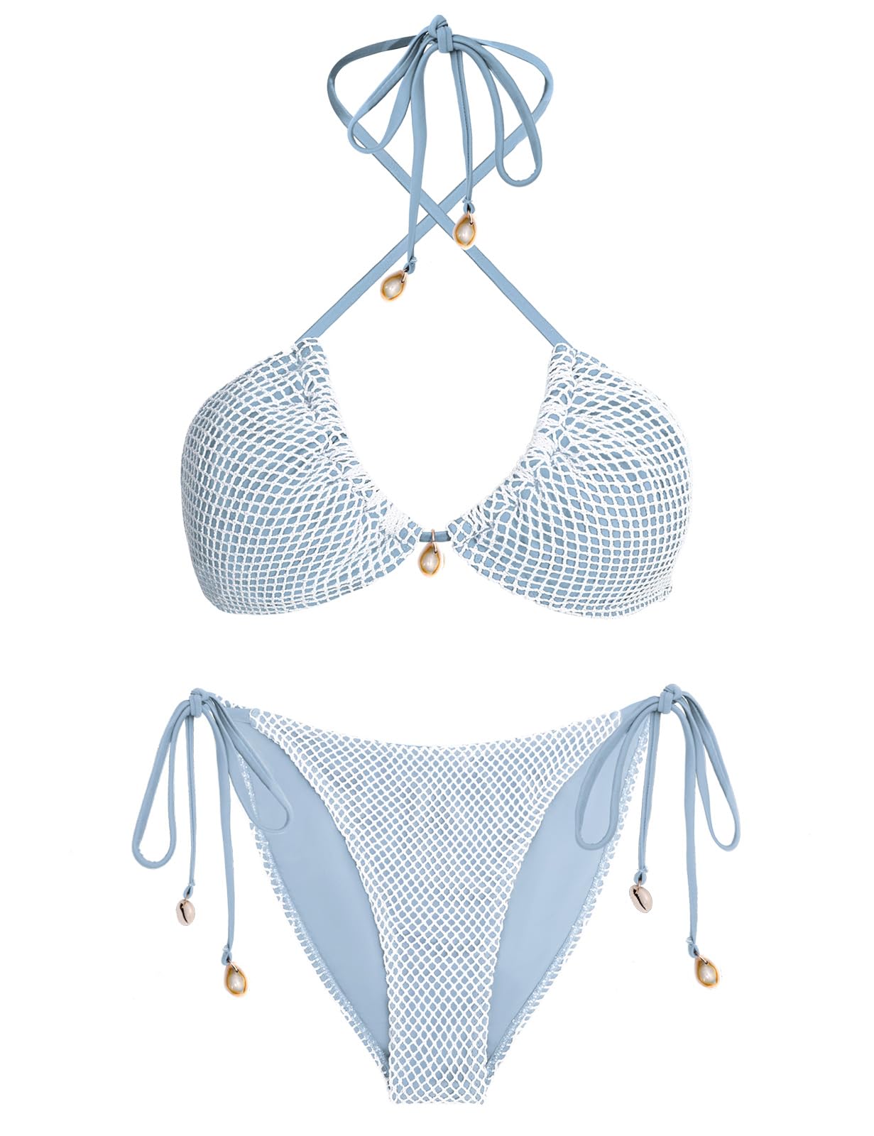 Yuson Girl Bikini damskie, wiązane na szyi, trójkątne bikini, niska talia, seksowne stringi, zestawy bikini dla kobiet, styl brazylijski, regulowany, dwuczęściowy strój kąpielowy