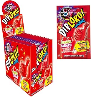 "DIP LOKO!" Boom Crackling Lollipop | Explosion of Flavor in the Mouth | Popping candy | 0.39 Oz Net Weight per Unit | 24 Count | Artificially Flavored (Cherry, 24 Count)
