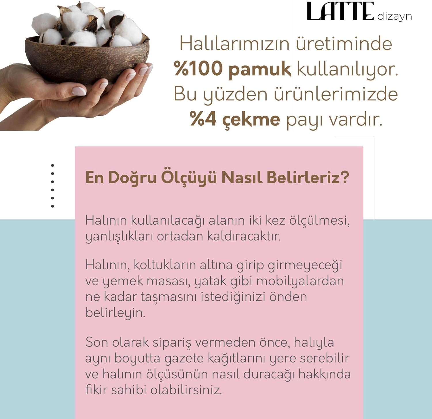 Latte Dizayn Barty Desenli Kadife Pamuk Tabanlı Yıkanabilen Kaydırmaz Antibakteriyel Salon Halısı (100X150)