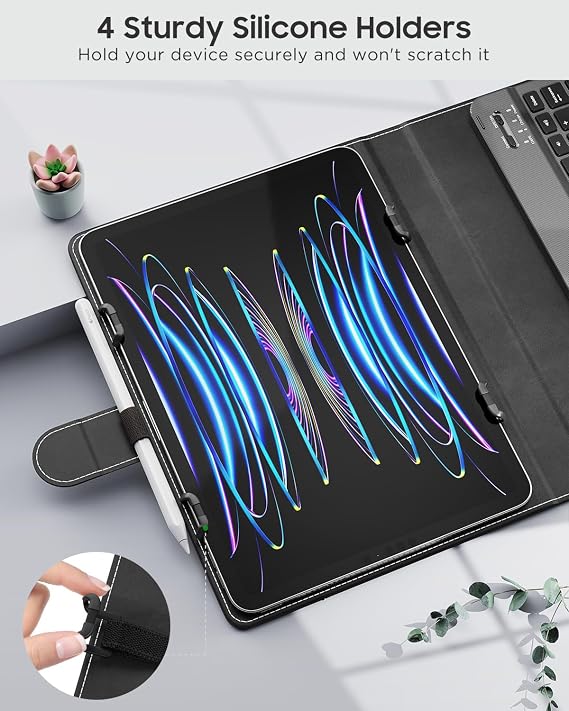 MoKo Universal QWERTY Keyboard Case Fit 9-11 Inch Tablets,Black