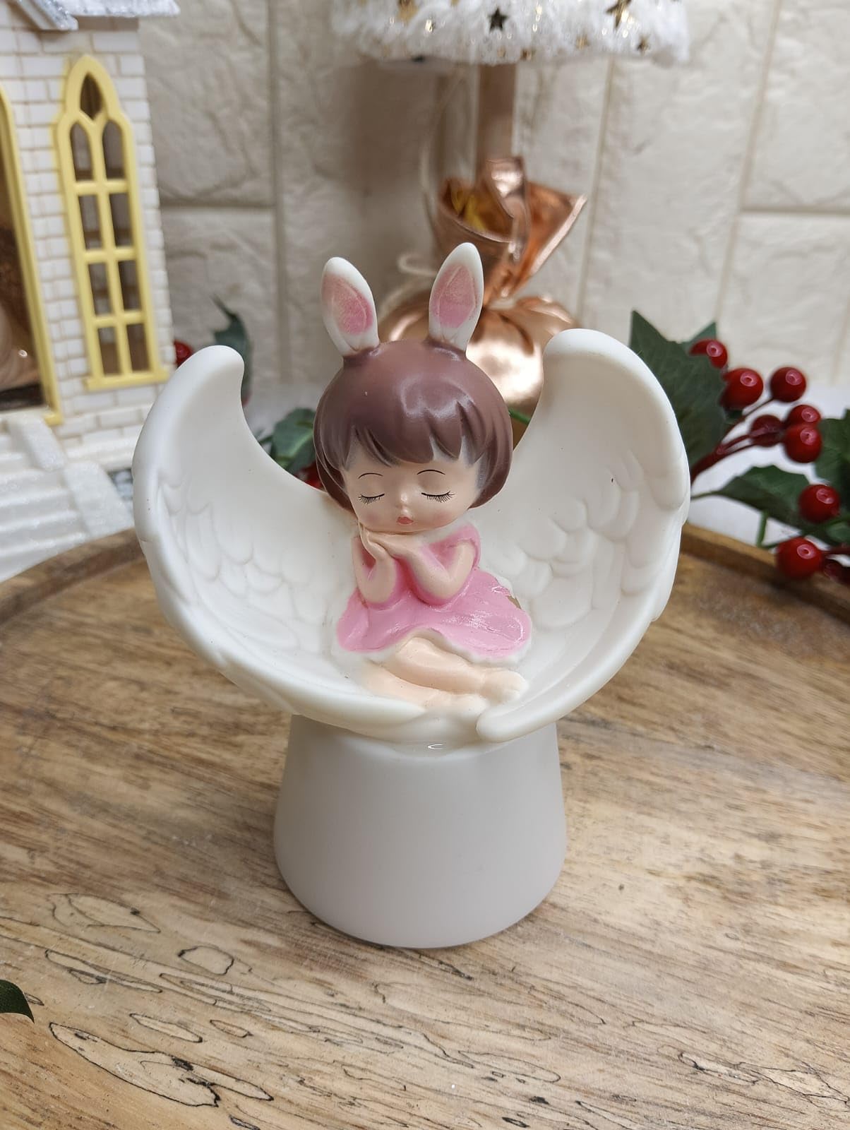 BOENJOY Gifts- Decorative Angel LED Night Light- Soft Warm Glow, Perfect for Kids, Rooms, and Home Décor- Approx 12 cm (Pink Wing)