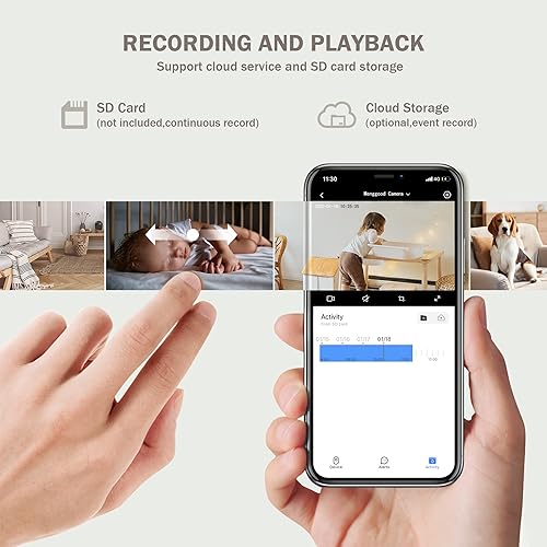 Miniatura 6 de Menggood - Cámara de seguridad para interiores cámara WiFi de 245 GHz para seguridad en el hogar monitor de bebé panorámicoinclinación cámara para