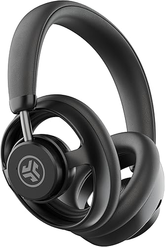 JLab JBuds Auriculares inalámbricos abiertos, color negro, espalda abierta, sonido envolvente, controladores coaxiales duales de 1.378 in + 0.472