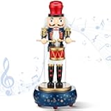 Jetec Nutcracker Music Box Wooden Nutcracker Soldier Toy Handmade Nutcracker Figures Christmas Nutcrackers Soldiers Wind up Musical Box Clockwork Christmas Music Box for Gift Home Decor (Retro Style)