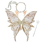Adult Fairy Wings, 31.5 Inch Wide Renaissance Fairy Costume for Women, Perfect for Ren Faire & Cosplay