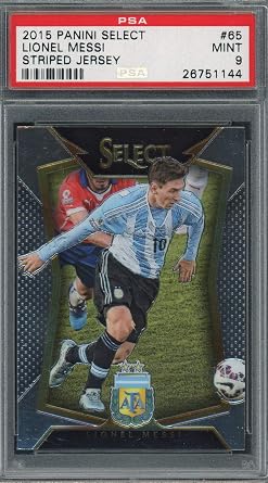 Lionel Messi 2015 Select Soccer Card #65 PSA 9 Mint Cert #26751144, Authenticated and Professionally Encapsulated by PSA | match attax soccer cards 25/26