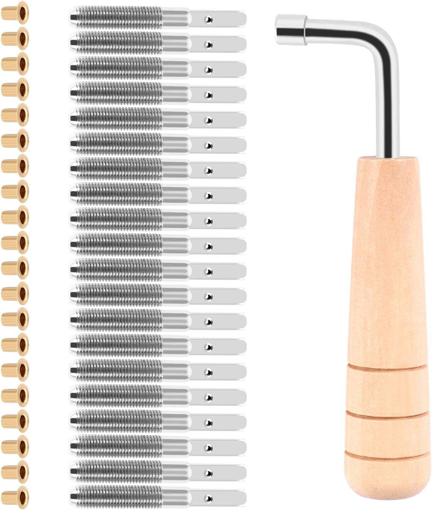 Lyre Harp 20 Pcs Tuning Pin Nails & 20Pcs Rivets with L-Shape Tuning Wrench