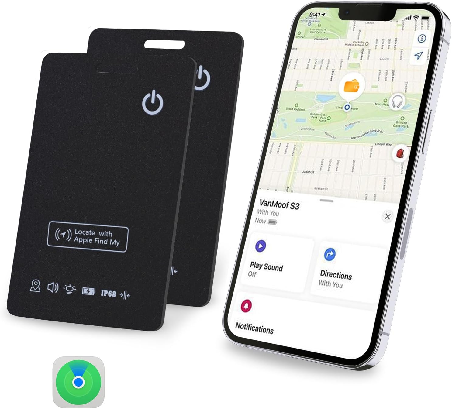 [Apple MFi Certified] LBPRT Airtag Card Wallet Tracker Thin 1.6mm 2 Pack, Rechargeable Air Tag Work with Apple Find My (iOS Only, Android not Supported), Item Finder Locator for Luggage Suitcase Bags