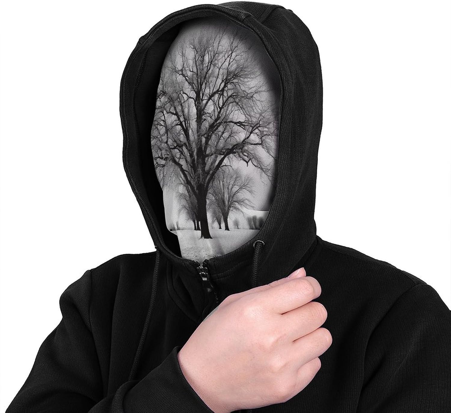 Black and White Tree Balaclava Mesh Print Funny Face Mask Breathable Ski Masks Personalized Sun Protection Full Face Covers Neck Gaiter Windproof Head Masks for Pranks&Outdoor image 4