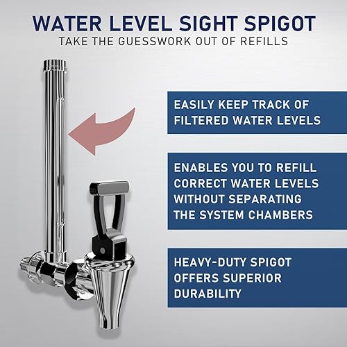 Vista 5 de USWF Sistema de filtro de agua alimentado por gravedad, acero inoxidable de 2.25 galones, con 2 filtros de carbono, 2 filtros de fluoruro, portátil