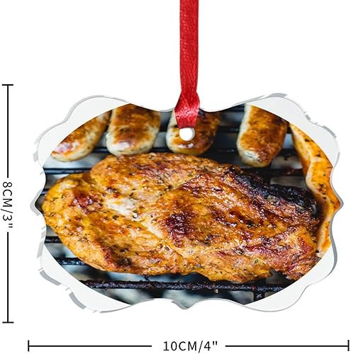 Vista 2 de Grill Master Meat Kebab Adorno de Navidad Fruta Hamburgo Patatas Fritas Cuadro Mariposa Árbol de Navidad Adorno Recuerdo Deliciosa Comida Sabrosa