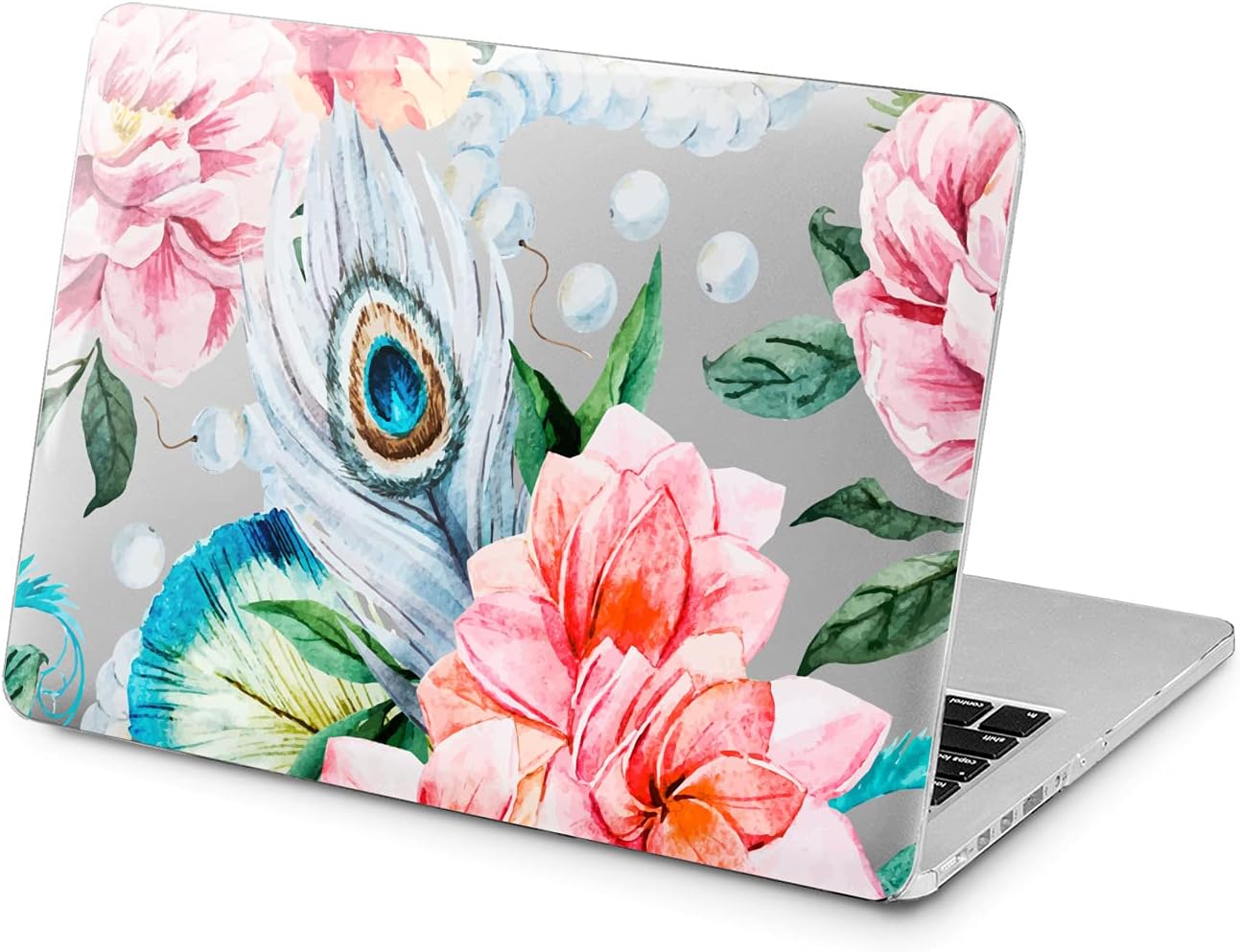 Hard Case Compatible for MacBook Pro 16 14 M3 M2 2023 M1 Pro 13 2022 Air 13 2021 Retina 2020 Mac 11 12 Cover Feather Flowers Design Peacock Protective Roses Vintage Print Laptop Pink Luxury