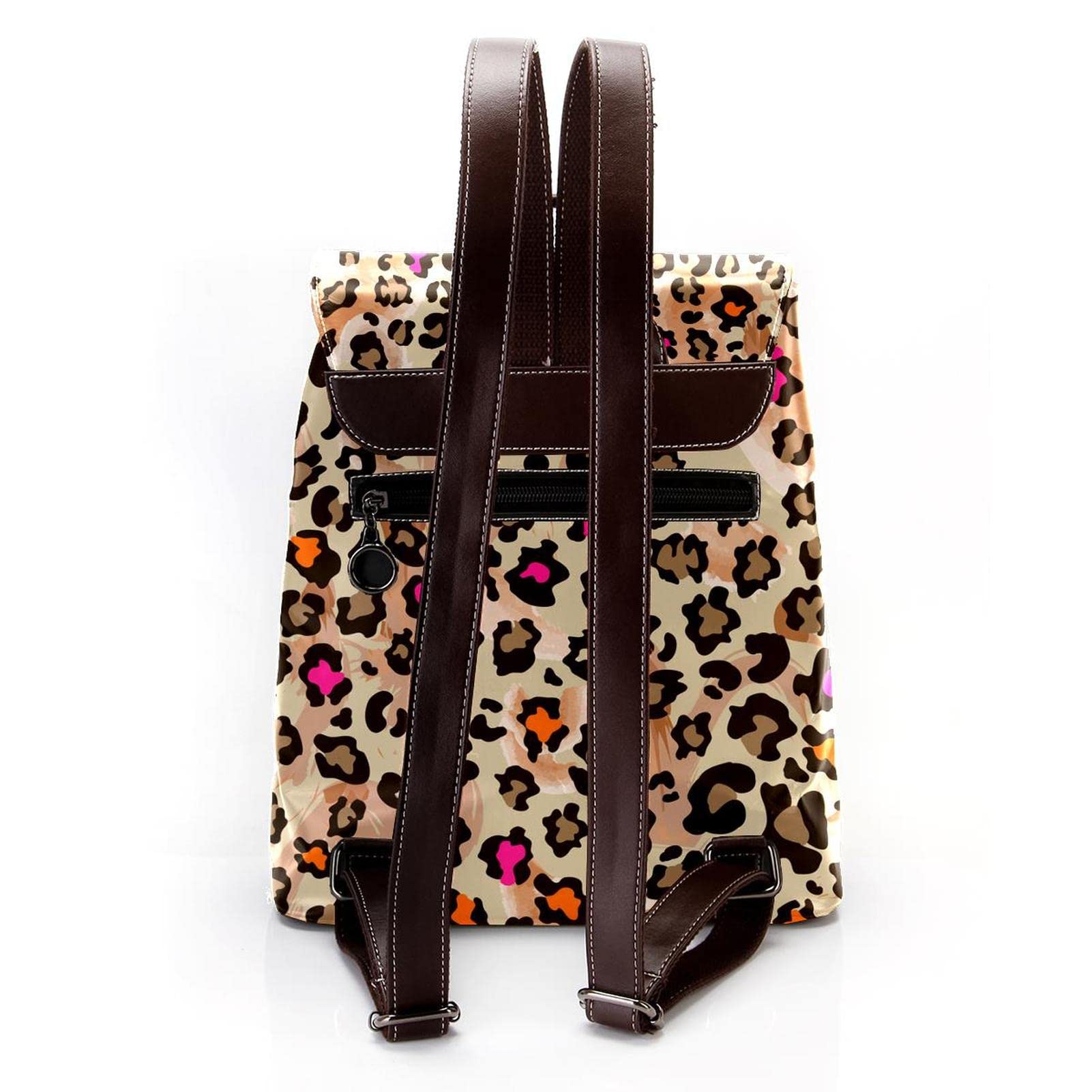 Leopard brązowy mini sztuczna skóra plecak torebka, damski plecak torebka torba szkolna, Wielokolorowy 01