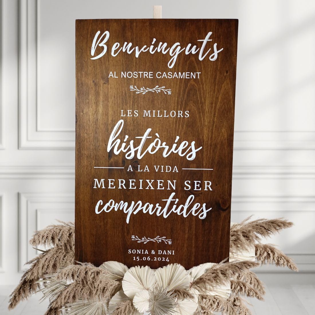 Affiche de mariage de bienvenue en bois massif, 2 tailles (60 x 40 cm/90 x 60 cm), couleurs au choix