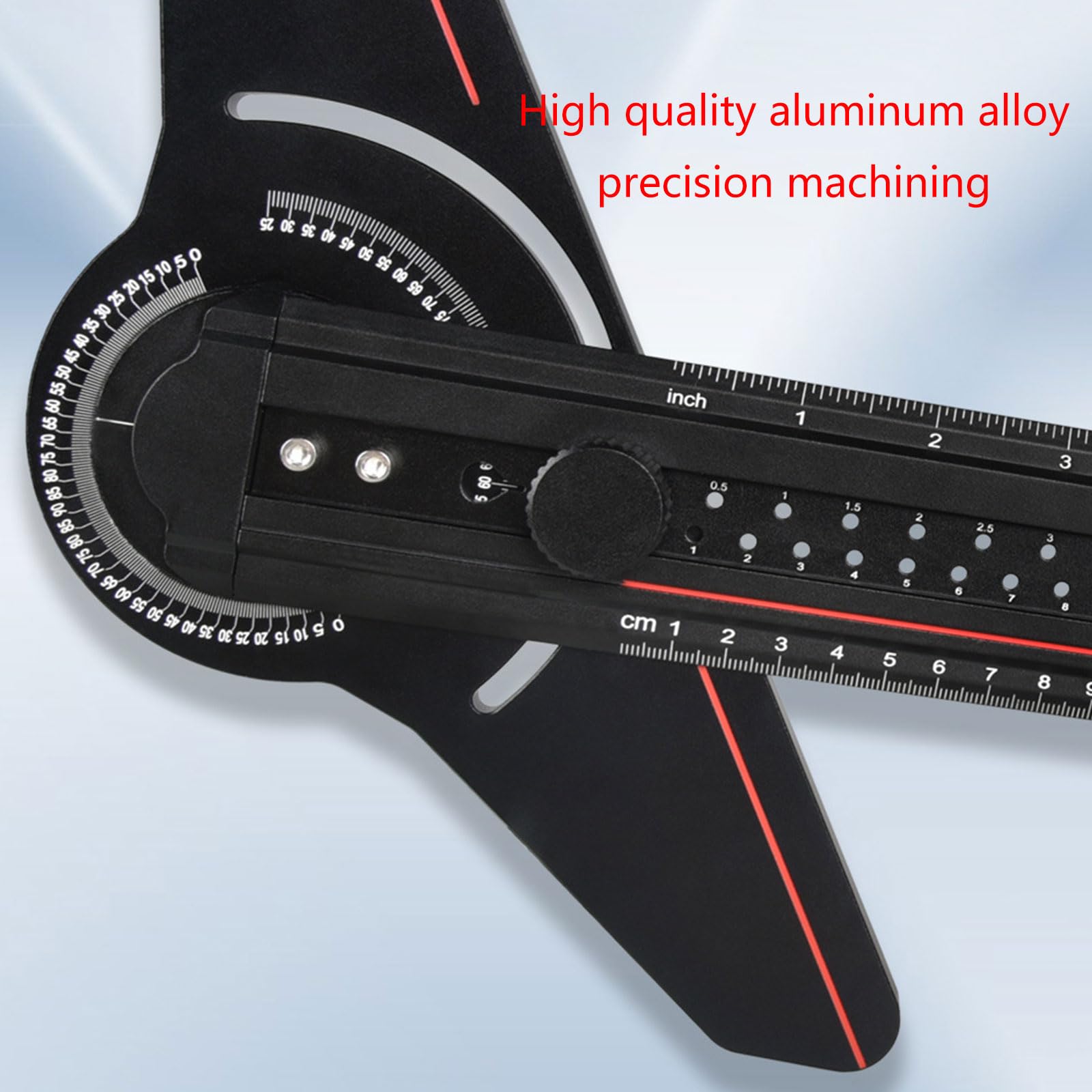 Righello tipo T Alluminio Lavorazione del legno Posizionamento Scriba Calibro quadrato Goniometro regolabile Falegnami Accessorio fai da te Insegnamento scolastico