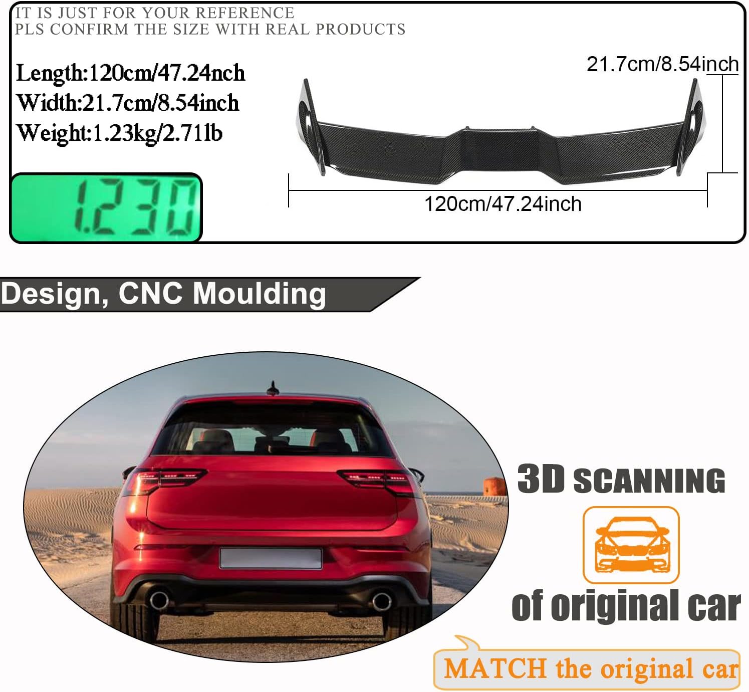 Carbon Fiber Rear Spoiler for Volkswagen VW Golf 8 Mk8 GTI 2021-2022 Customized Rear Roof Window Top Wing Lip Factory Outlet