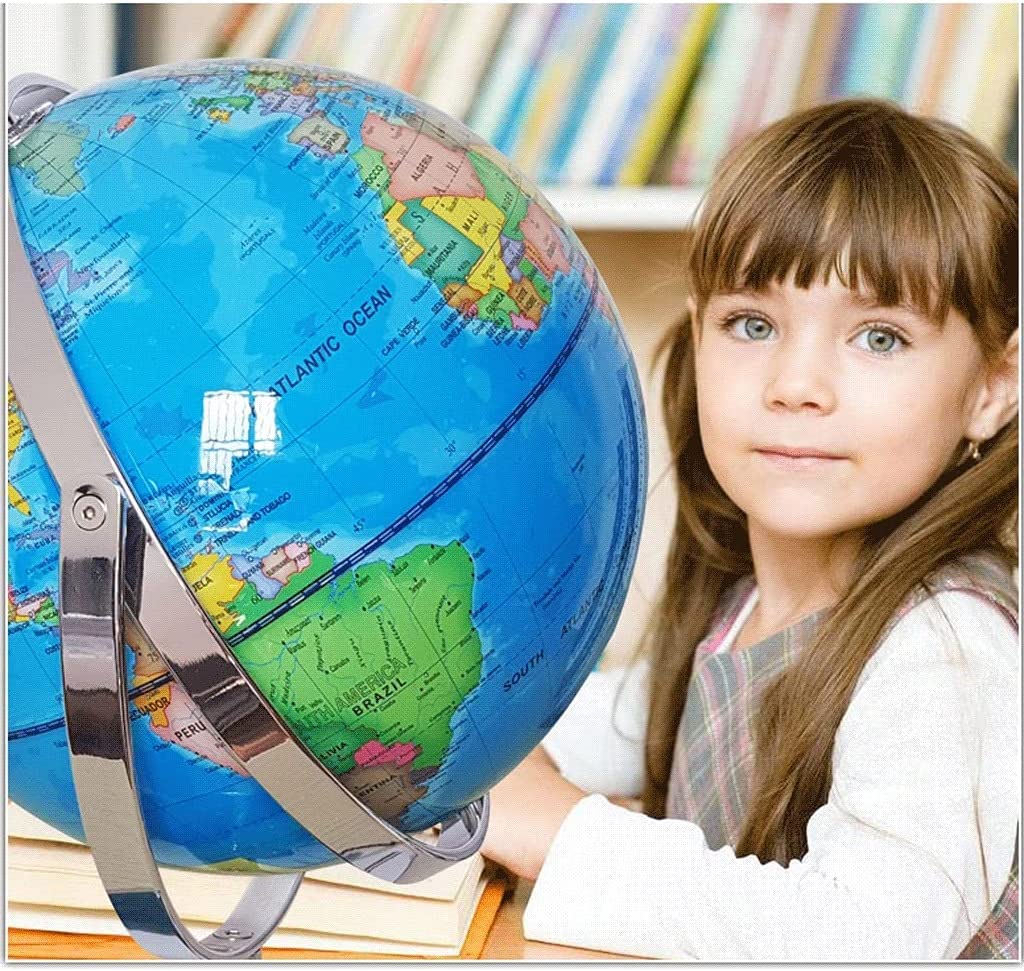 Globo terráqueo, Tierra Grande de 12,5 Pulgadas con rotación 720 ° y Soporte Metal Marcado Texto Claro(A 25cmb)