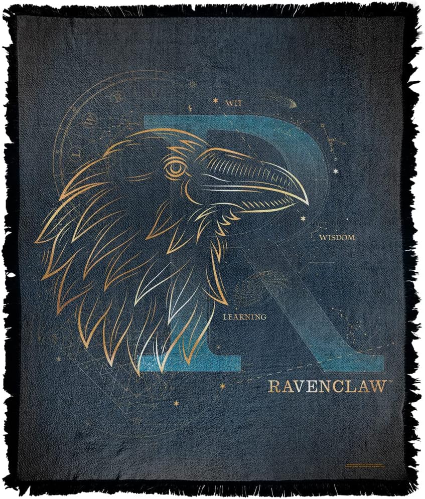 Harry Potter Blanket, 50"x60" Celestial Hufflepuff Woven Tapestry Cotton Blend Fringed Throw Blanket