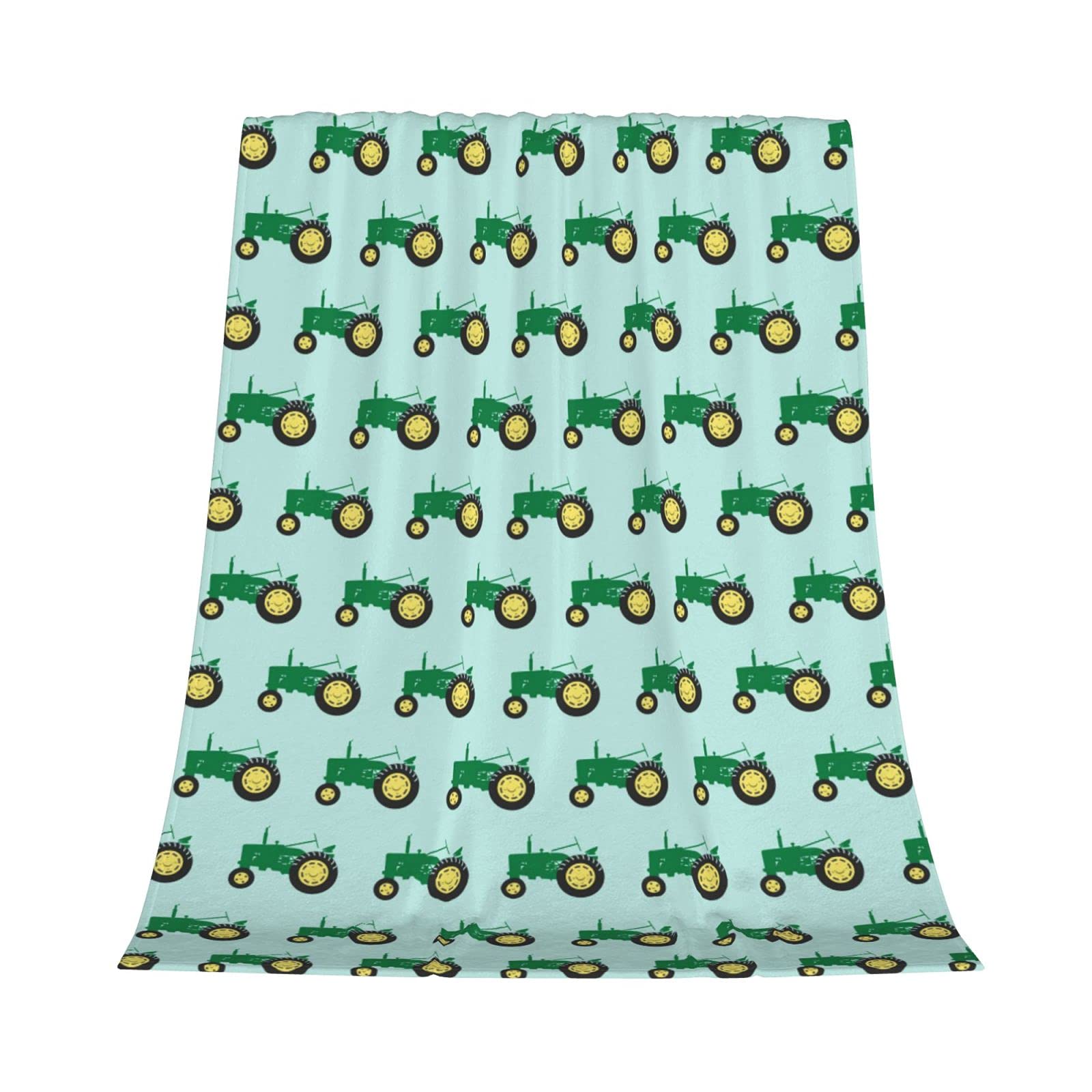 Frcavbin Green Tractor Cozy Throw Blanket for Kids Children and Teens, Lightweight Decorative Throw Flannel Blankets for Bed Sofa Living Room, All Seasons Blankets 50x60 inches