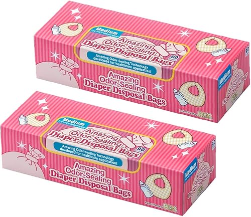 BOS Amazing Odor Sealing - Bolsas de eliminación de pañales para bebé, duraderas y sin perfume Tamaño M, color rosa (90 unidades, paquete de 2) (180