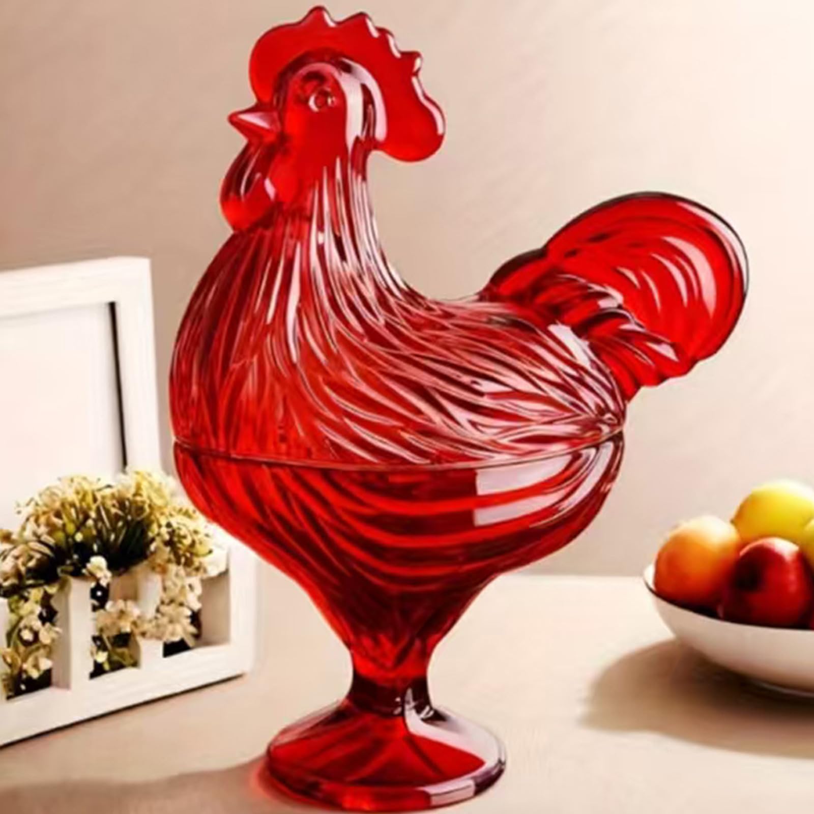 de caramelo de gallos de, cuenco decorativo cubierto para dulces con, vasos de, tarro de caramelos con forma de pollo, cuenco para aperitivos, de gallos de de