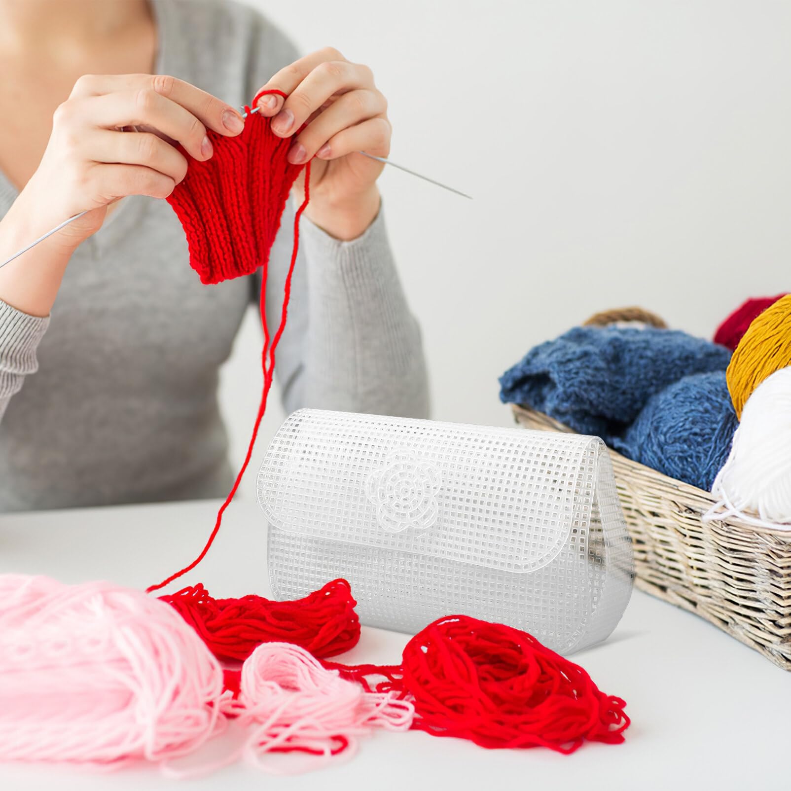 SHINEOFI 6 Fogli di Tela di Tela A Rete di Plastica Fogli di Tela per Borsa all'Uncinetto per Realizzare Borse all'Uncinetto Progetti di Lavorazione di Filati Acrilici con Borsetta Fai da