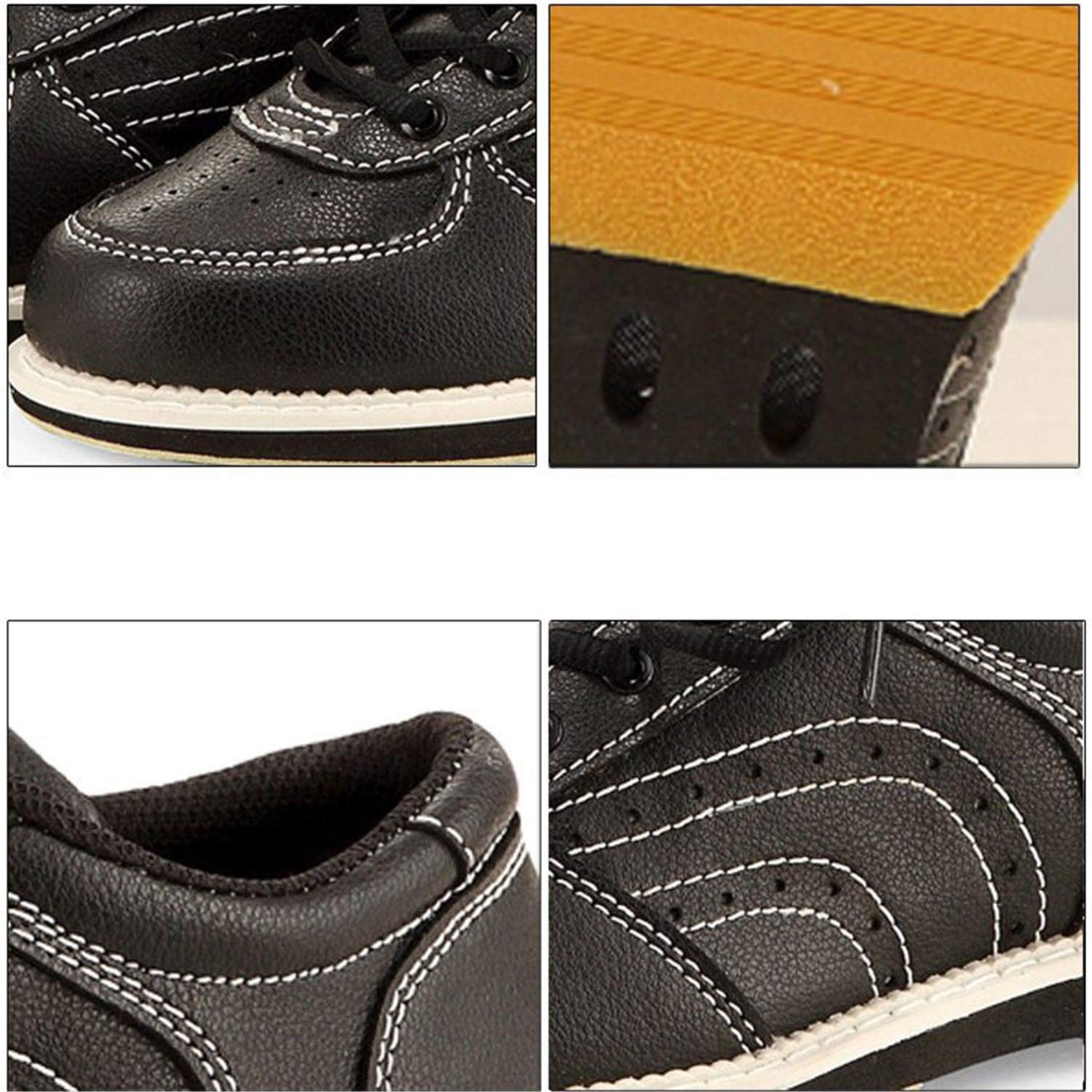 Herren Bowlingschuhe, Leichte Schüsseln Schuhe rutschfeste Komfort Bowling Trainer Lace Up Casual Schuhe Für Mädchen Frauen Jungen,Schwarz,44