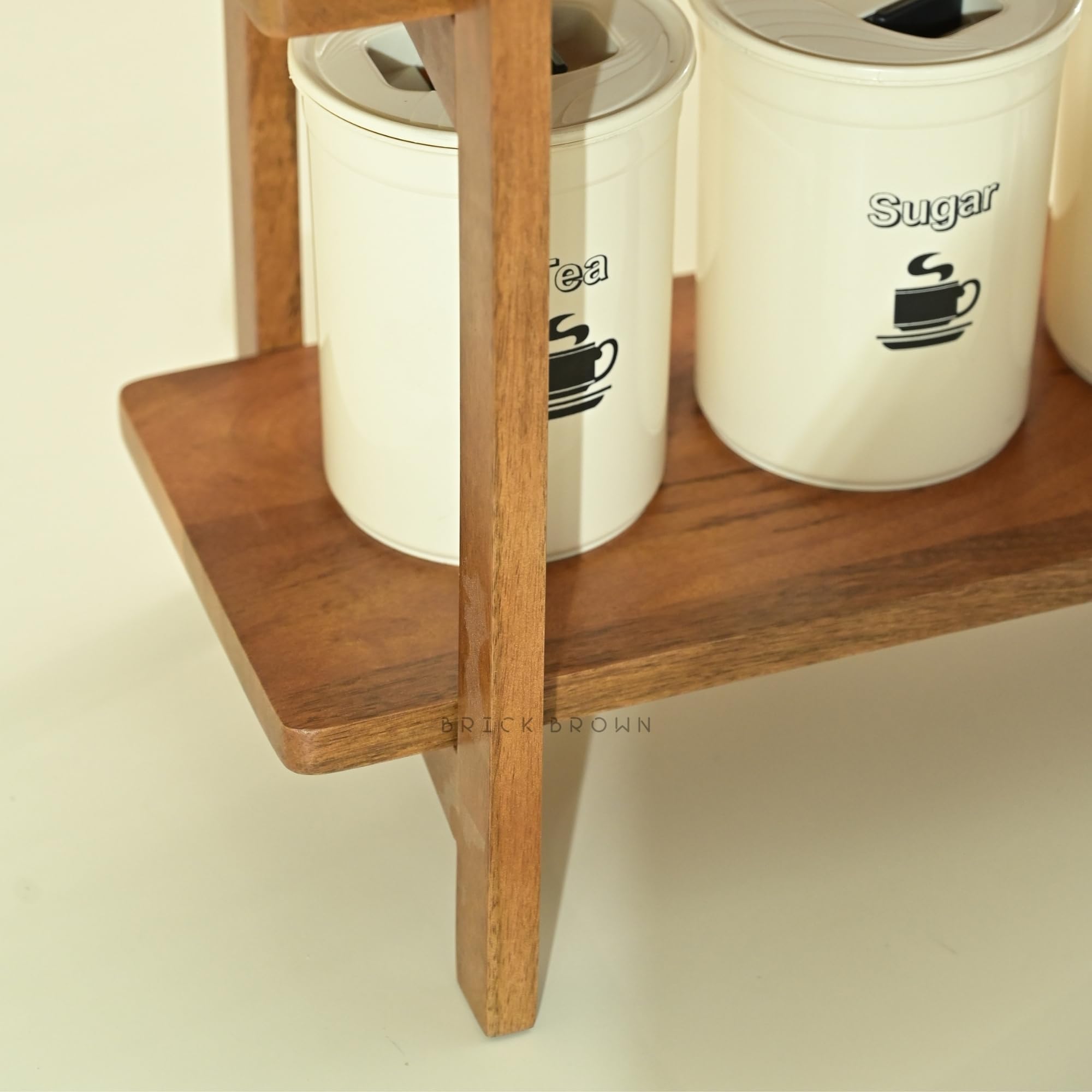 Brick Brown ® Premium Zen Organizer | Gewürzregal aus Holz | 2-stöckige Küchenarbeitsplatte | Schrank-Aufbewahrungsregal | Etagenregal | Lebensmittelregal Küchenaufbewahrungsregal/Gewürzregal (41 x 23