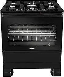 Fogão Mueller 5 bocas Preto com Mesa de Vidro e Tripla Chama Bivolt MFV5BF