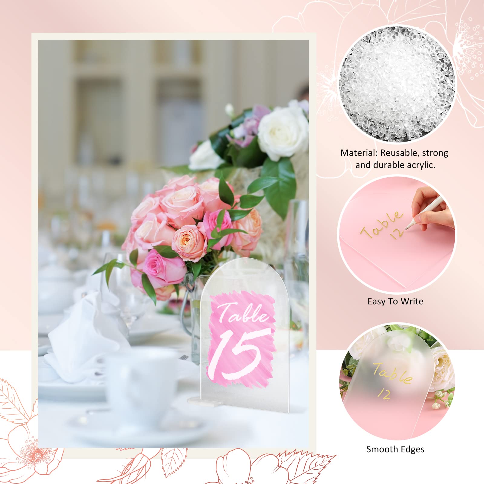 30 Sets Frosted Arch Acrylschild mit mattierter Basis, blanko mattierter Bogen, Acrylplatte, gewölbte runde Tischplatte für DIY-Bogen, Veranstaltungen, Partys (15.2x10.2 cm)