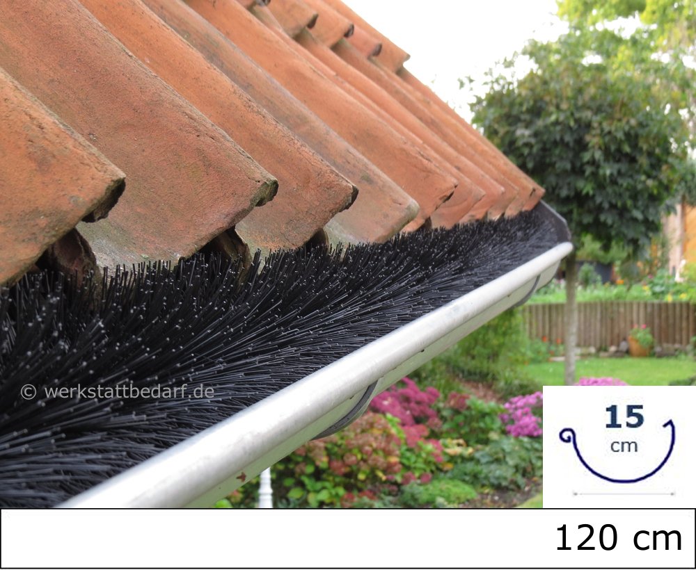 16x Dachrinnenbürste Ø 15cm, 120cm inkl. 12 Sicherungsklammern gegen Sturm und Wind