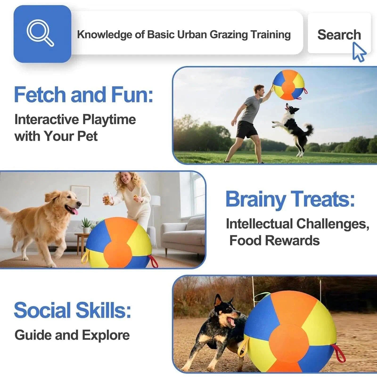 Riesiger Herding Ball für Hunde - Robuster & Aufblasbarer Spielball 55cm - Interaktives Hundespielzeug Für Große Hunde, Anti-Burst Herding Egg zur Hirten-Training & Beschäftigung(L)