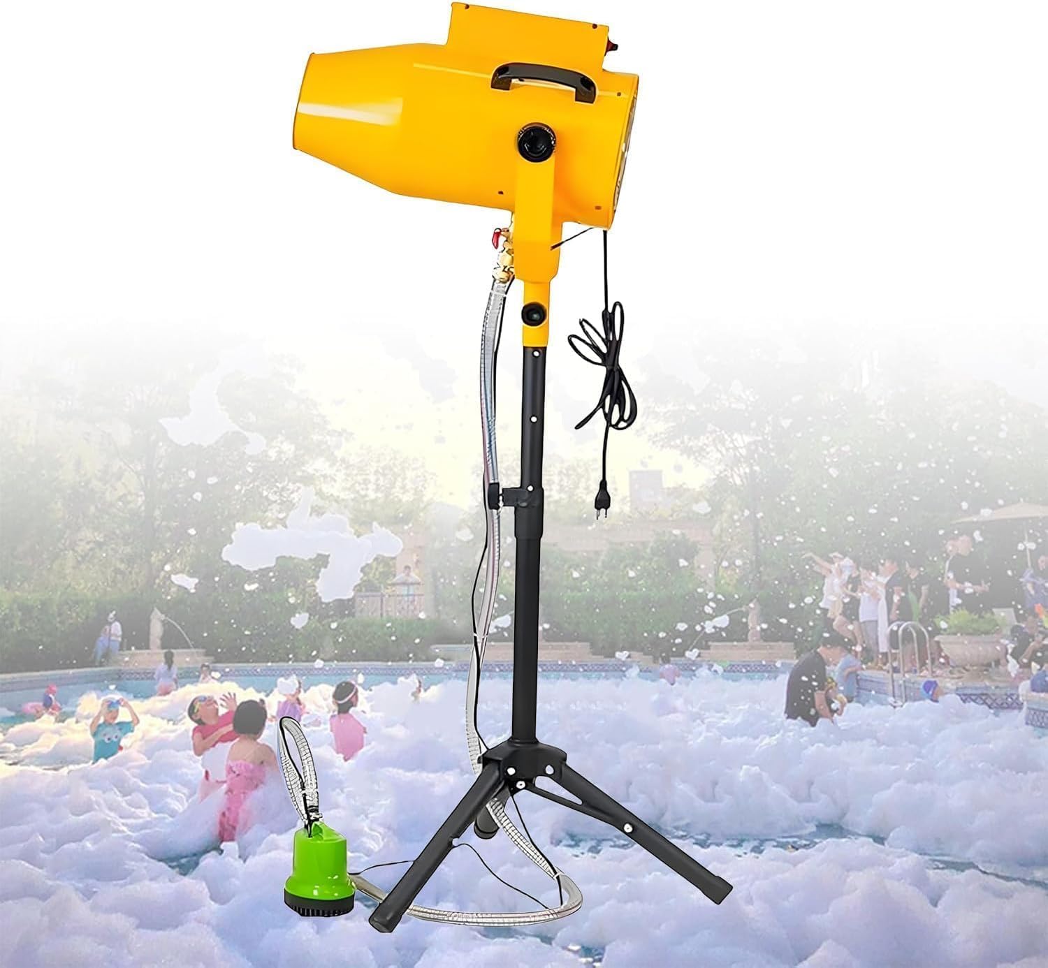 WIANQIAN Commercial Stage Foam Machine, Stage Effect Foam Cannon, Foam Machine For Outdoor Parties, Turbo Fan, Stainless Steel Frame, 130° High-Temp Bearing, For Wedding Bars Party Activities Yellow