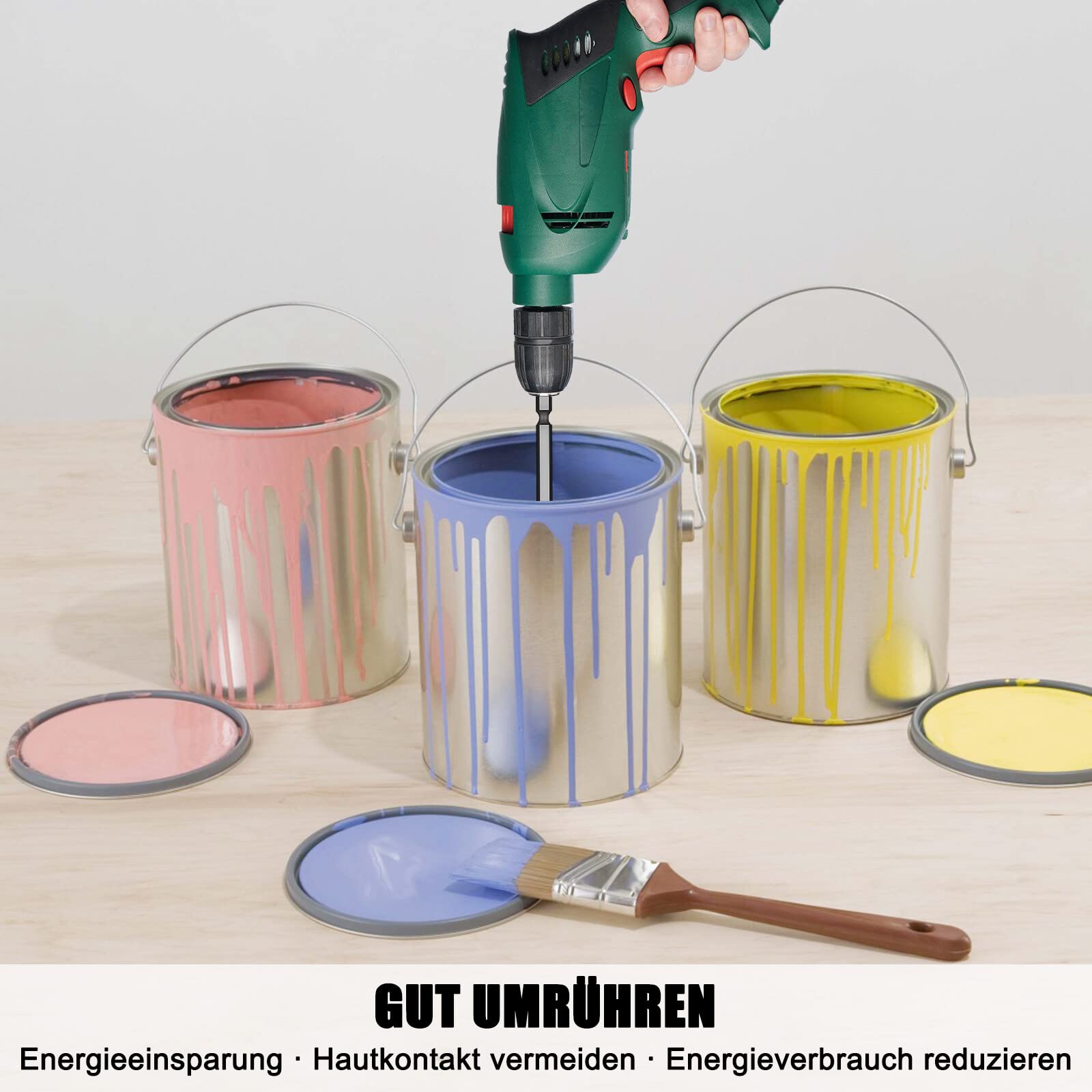 Suzzam 6 stuks verfroerder Epoxyharsroerder, boorpeddel Epoxymixer voor 1/4 boor, herbruikbare verfmixer voor epoxy, siliconen mengen, schilderen, keramische glazuur